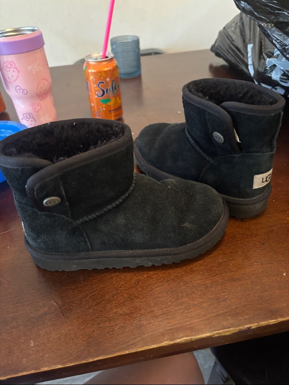 UGG Short Shearling Suede Boots in Black